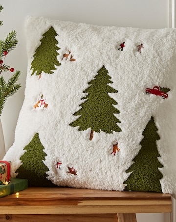 Catherine Lansfield Cosy Boucle Christmas Trees Cushion