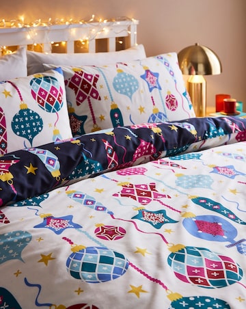 Festive Baubles Cotton Blend Duvet Cover Set