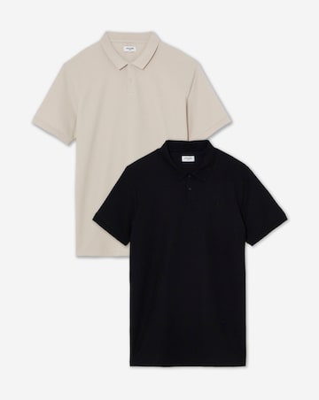 Jack & Jones Austin Waffle Polo 2 Pack - Black/Cream