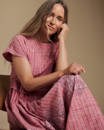 Julipa Stripe Embroidered Midi Dress