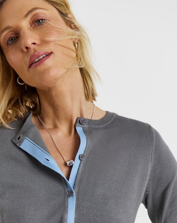 Contrast Detail Crew Neck Cardigan