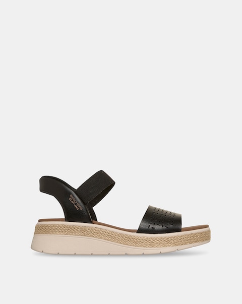 Skechers Bobs Sun Ray Step Aside Slip Ins Black Sandals  - Standard Fit (D)