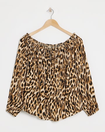 Simply Be Leopard Crinkle Bardot Top