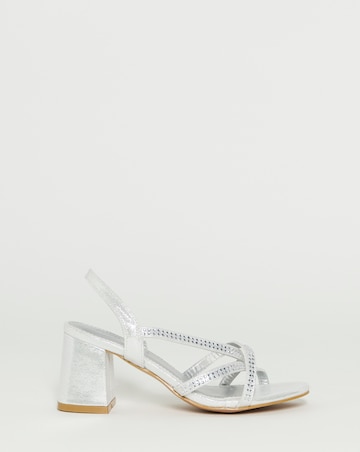 Anita Diamante Crossover Strap Block Heel Sandals - Wide Fit (E)