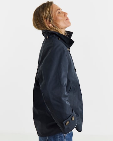 Navy Quilt lined Faux Fur Collar Parka