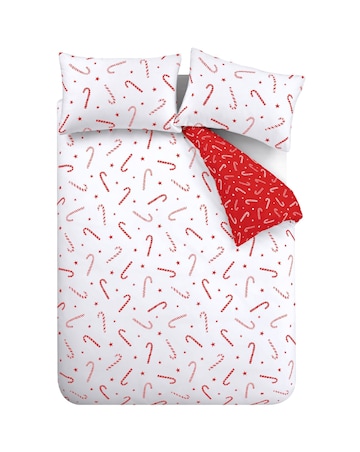 Catherine Lansfield Christmas Candy Cane Duvet Cover Set