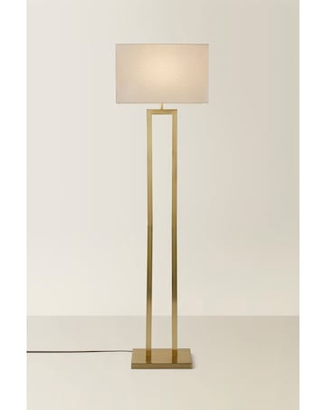 ValueLights Gloria Gold Double Stem Floor Lamp with Rectangular Shade
