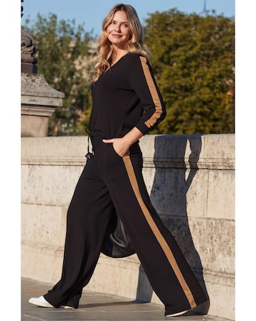 Sosandar Side Stripe Wide Leg Trouser