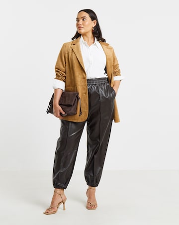 Simply Be Chocolate PU Balloon Trouser Co Ord
