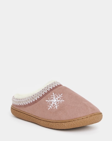 Cushion Walk Embroidered Snowflake Slippers - Extra Wide Fit (EEE)