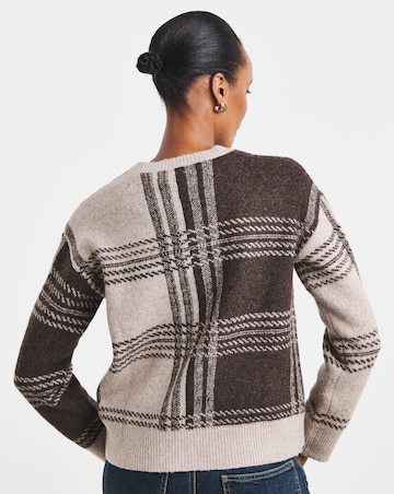 Check Crew Neck Cardigan