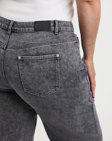 Washed Grey Crossover Straight Leg Jeans