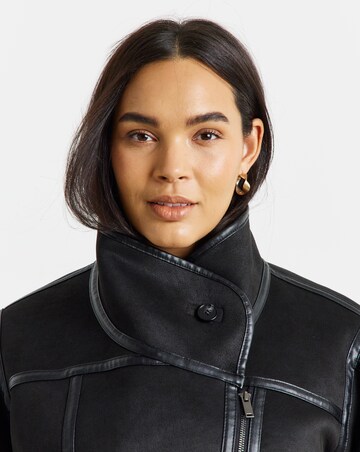 Simply Be Black Zip Front Aviator Jacket