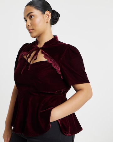 Simply Be Velvet Lace Trim Top
