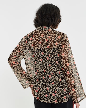Simply Be Heart Leopard Crinkle Georgette Blouse