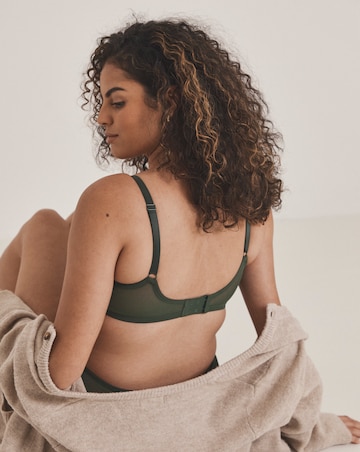 Pretty Secrets Lace Full Cup Non Padded Wired Bra Green