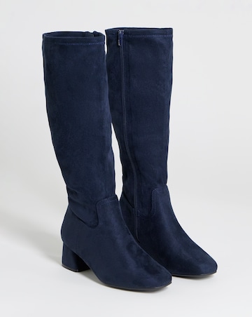 Natalya Heeled Stretch Knee High Boots - Extra Wide Fit (EEE) & Super Curvy Calf
