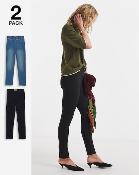 2 Pack Blue/Black Slim Leg Jeggings