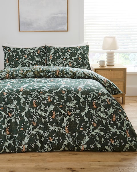 Forest Leaf Scroll Cotton Blend Duvet Cover Set