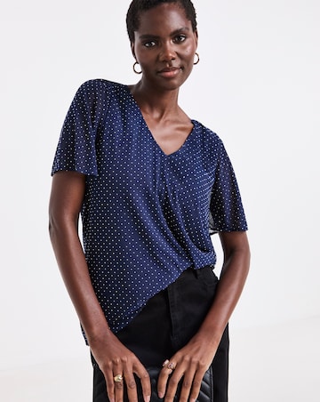 Navy Heat Seal Angel Sleeve Top