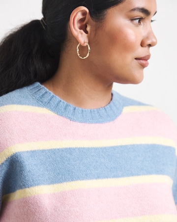 Crew Neck Striped Volume Sleeve Jumper