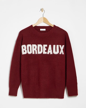 Simply Be Brushed Yarn Burgundy Slogan Knitted Crew Neck Jumper