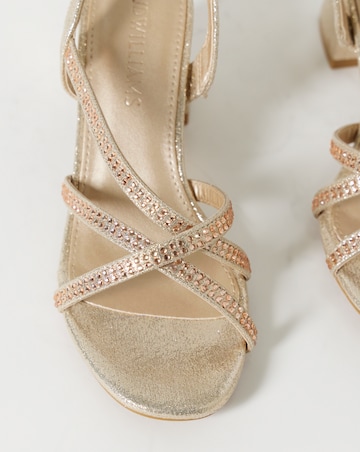 Anita Diamante Crossover Strap Block Heel Sandals - Wide Fit (E)