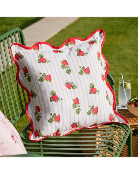 Furn. Fruits Strawberries Striped Outdoor Cushion
