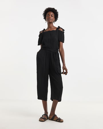 Textured Crinkle Tie Strap Jumpsuits