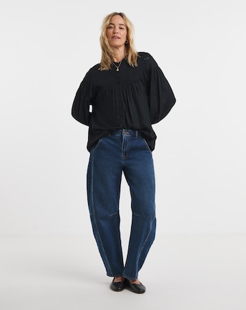 Womens Twill Feminine Blouse - Black