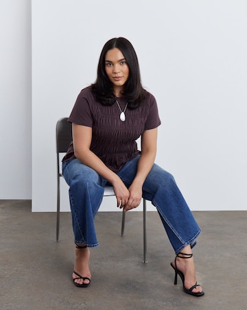 Simply Be Chocolate Shirred Peplum Top