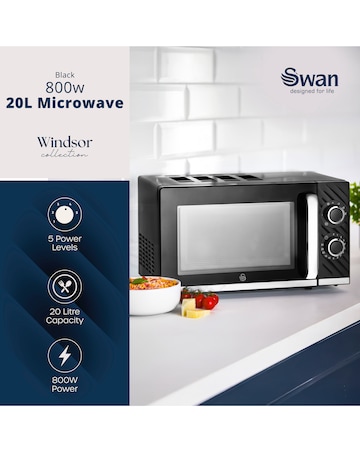 Swan Windsor Microwave Black