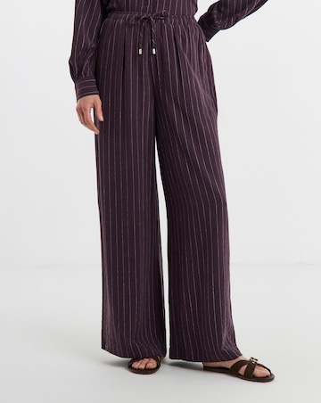 PLUM PINSTRIPE TIE WAIST WIDE LEG TROUSER CO-ORD
