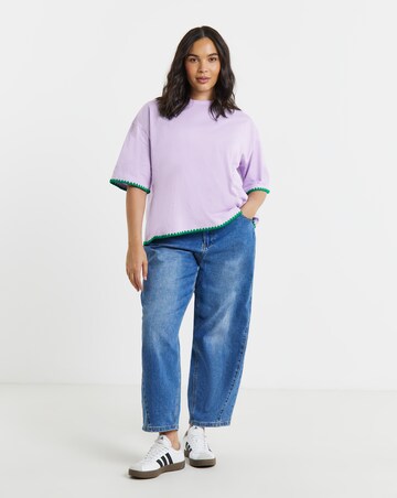 Simply Be Lilac Whipstitch T-Shirt