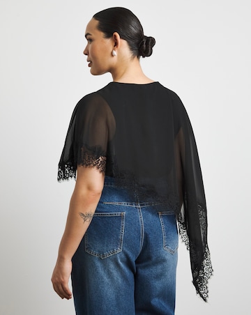 Joanna Hope Black Lace Cape Top