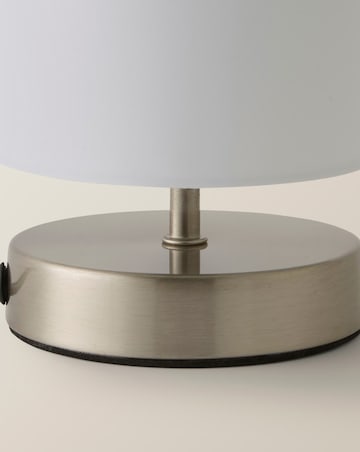ValueLights Francis Brushed Chrome Touch Table Lamp With White Shade