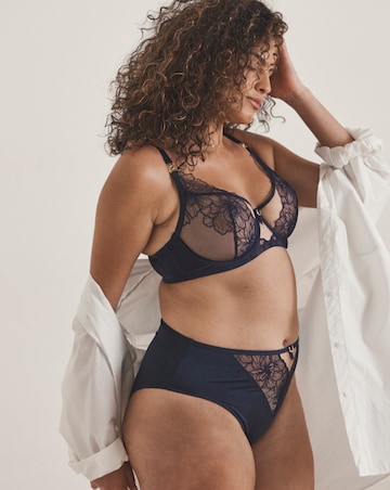 Pretty Secrets Contrast Embroidery Brief Knickers Navy