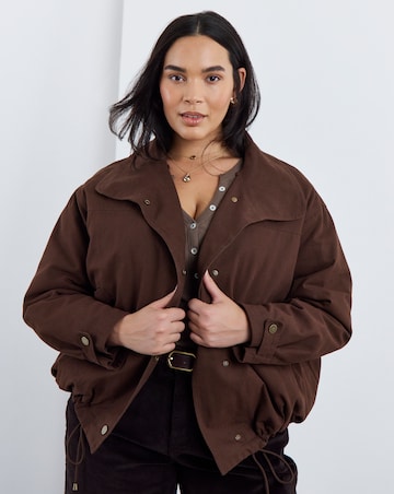 Chocolate Detachable Faux Fur Collar Parka Jacket