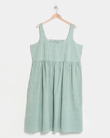 Gingham Textured Sundress With Pockets