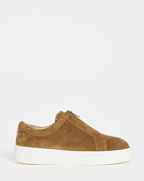 Meridian Zip Up Leather Trainer - Wide Fit (E)