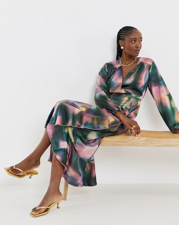 Flounce London Swirl Print Wrap Midaxi Dress