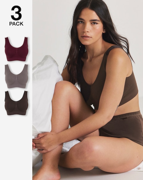 Pretty Secrets (3 Pack) Comfort Tops (Fits A-D) Choc Multi