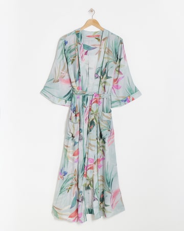 Figleaves Viscose Linen Blend Dressing Gown