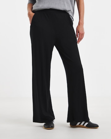 2 Pack Black Jersey Wide Leg Trousers
