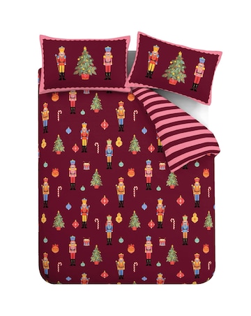 Catherine Lansfield Christmas Nutcracker Stripe Duvet Cover Set
