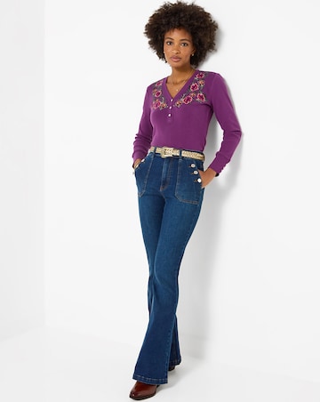 Joe Browns Floral Embroidered Jersey Henley Top