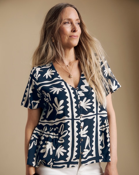Julipa Printed Button Through Blouse