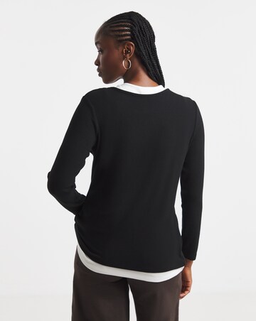 Simply Be Black And White Double Layer Button Through Top