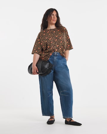 Simply Be Leopard Lips Oversized Graphic T-Shirt