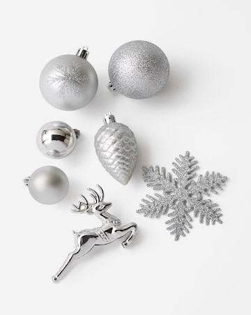 Silver Shatterproof Bauble Bumper Pack - Set of 40